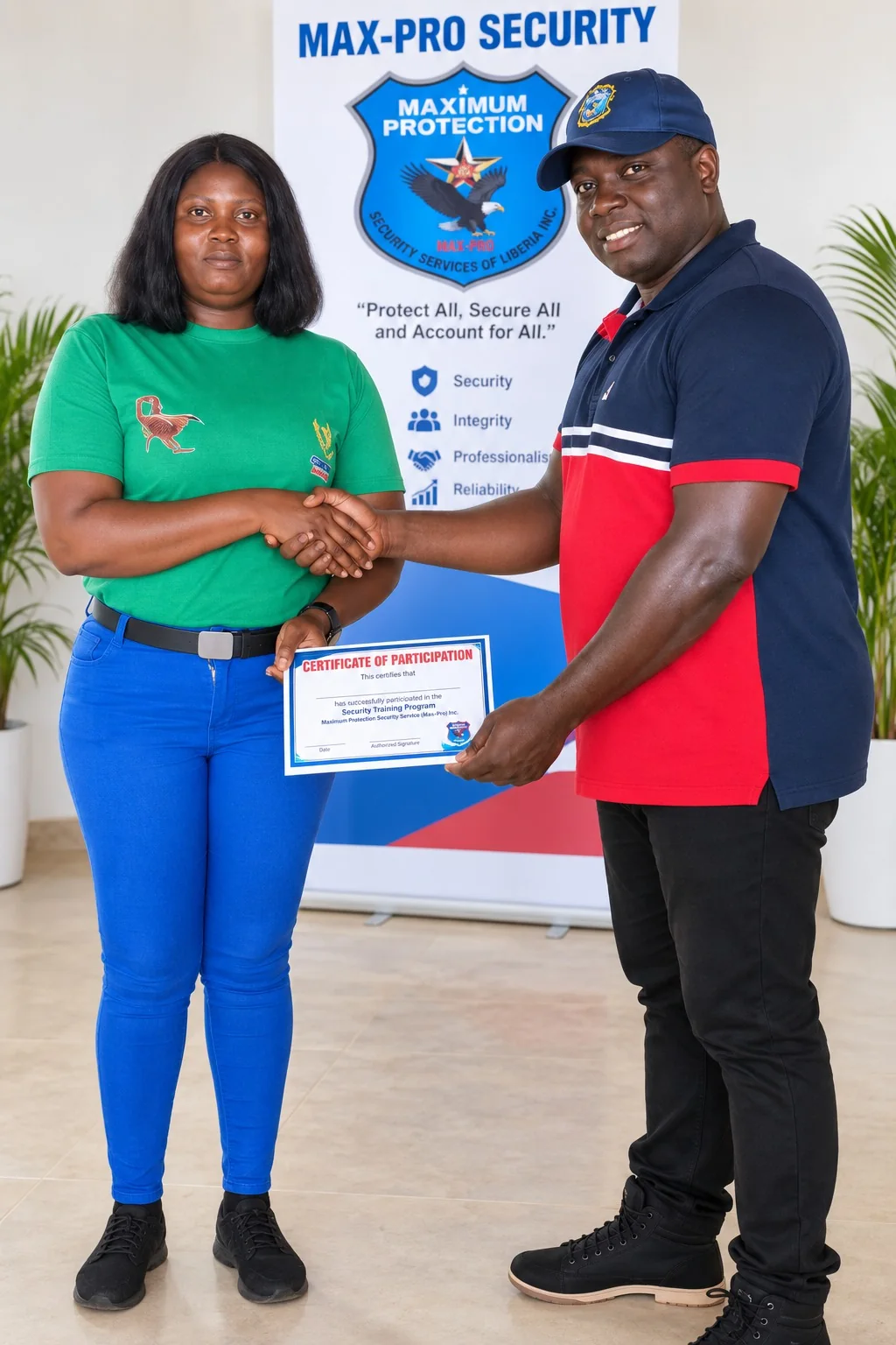 Max-Pro security training participant receiving a certificate of participation